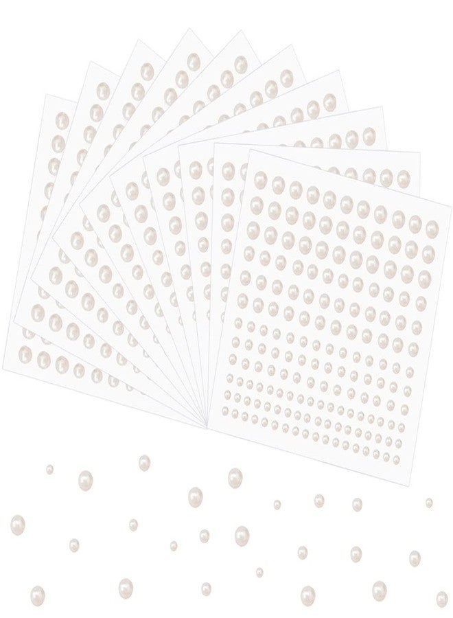 Prudiut Pearl Stickers for Crafts Self Adhesive Face Pearl Sticker Gems Hair Pearls Stick On 1650 Pcs Pearls Beads for Face, Makeup, Earrings, Nail, 3mm/4mm/5mm/6mm (White) - Image 1